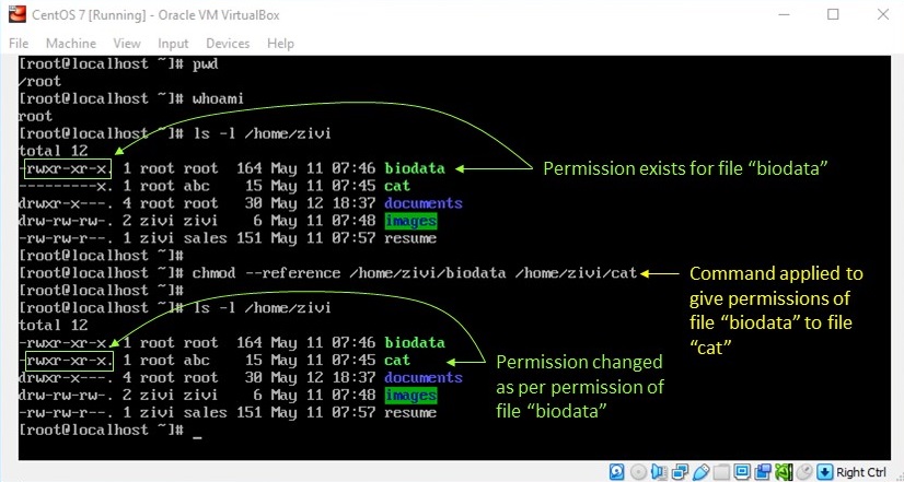 Linux File Permission - Copy File Permission of a File to Another File